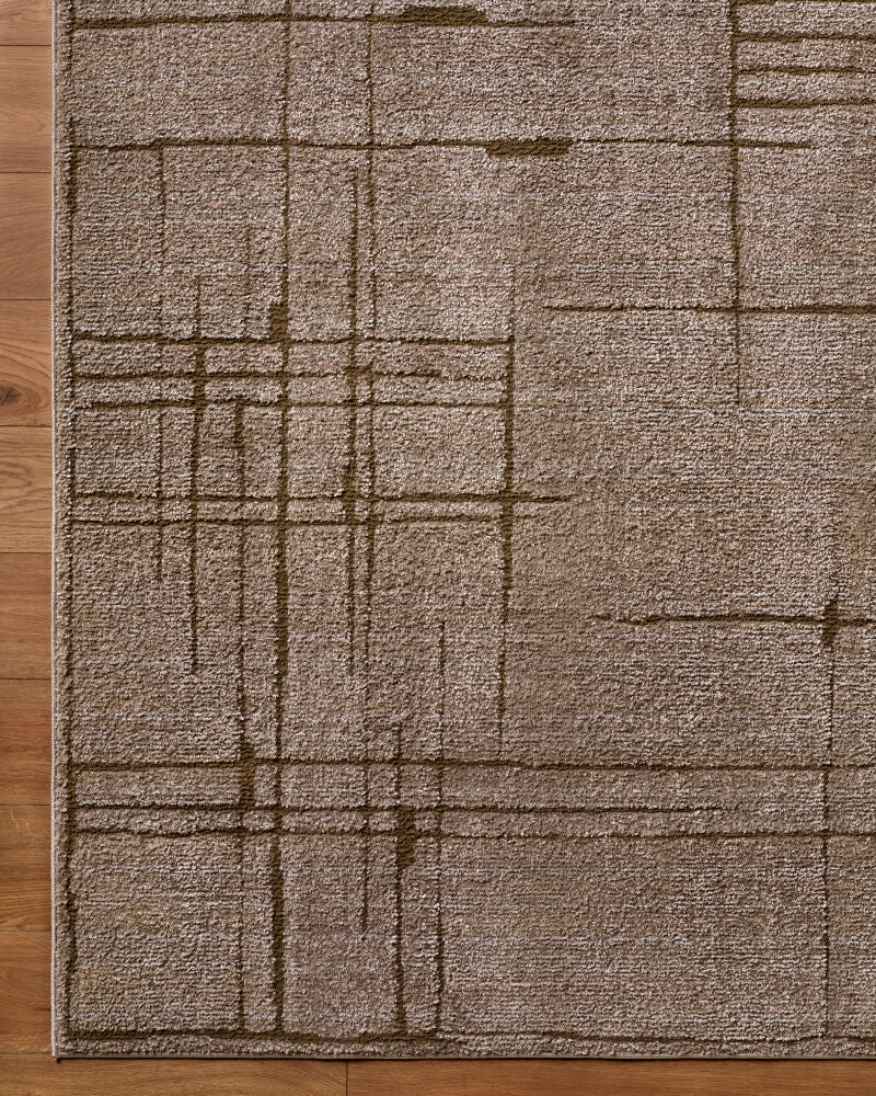 La Luna Dark Brown/Taupe Machine Woven Rug LUU-2305 - overhead