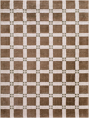 La Luna Dark Brown/Olive Machine Woven Rug - 5'3" x 7'