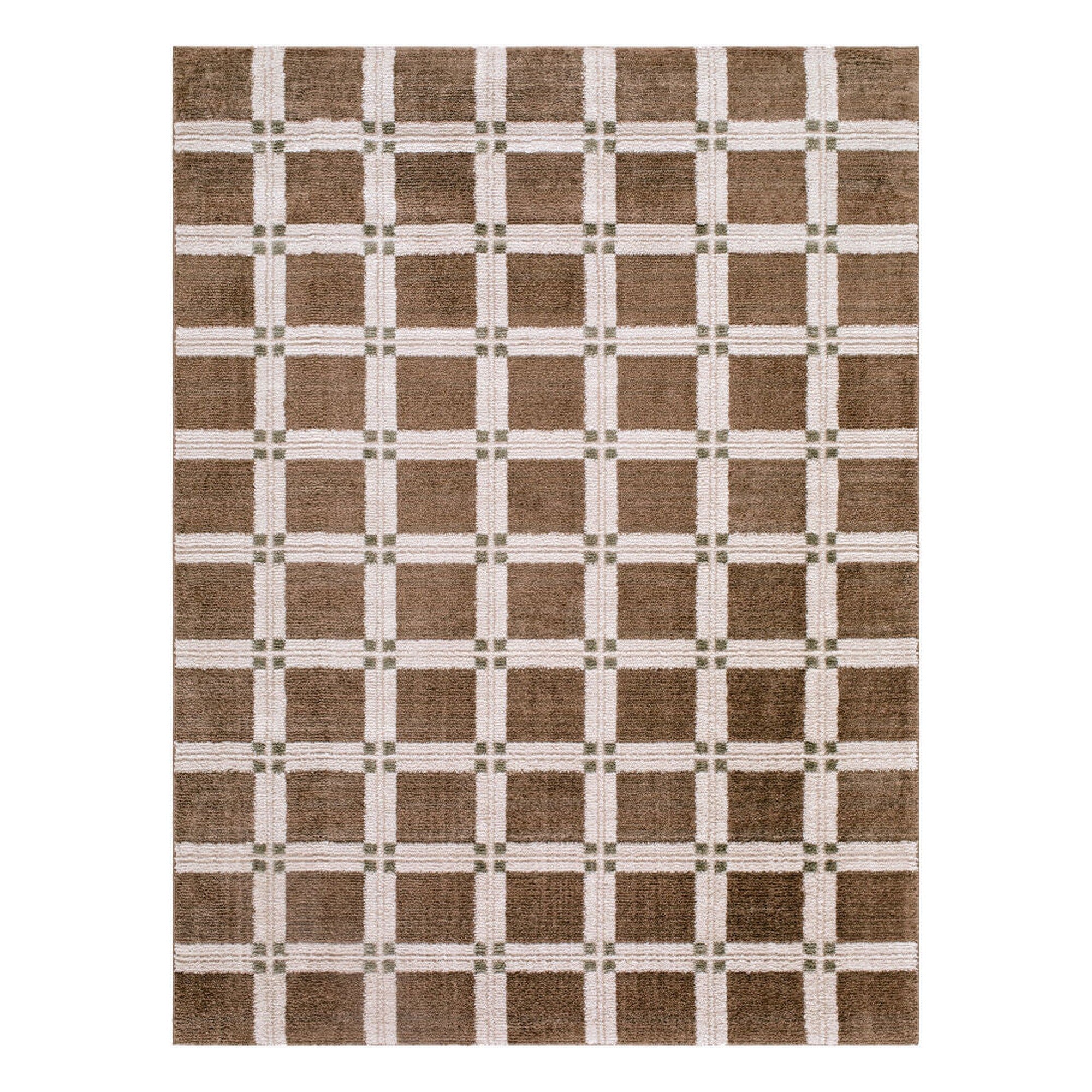 La Luna Dark Brown/Olive Machine Woven Rug - 5'3" x 7'