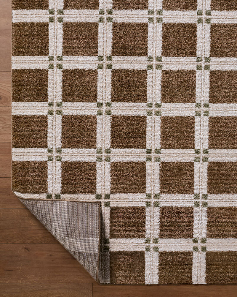 La Luna Dark Brown/Olive Machine Woven Rug - fold