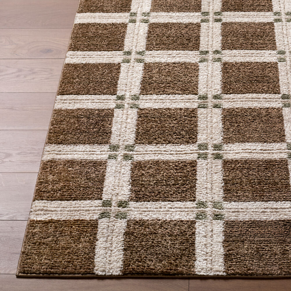 La Luna Dark Brown/Olive Machine Woven Rug - front