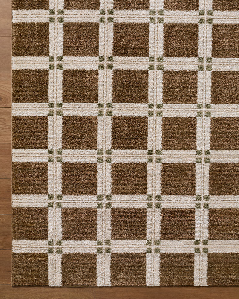 La Luna Dark Brown/Olive Machine Woven Rug - overhead