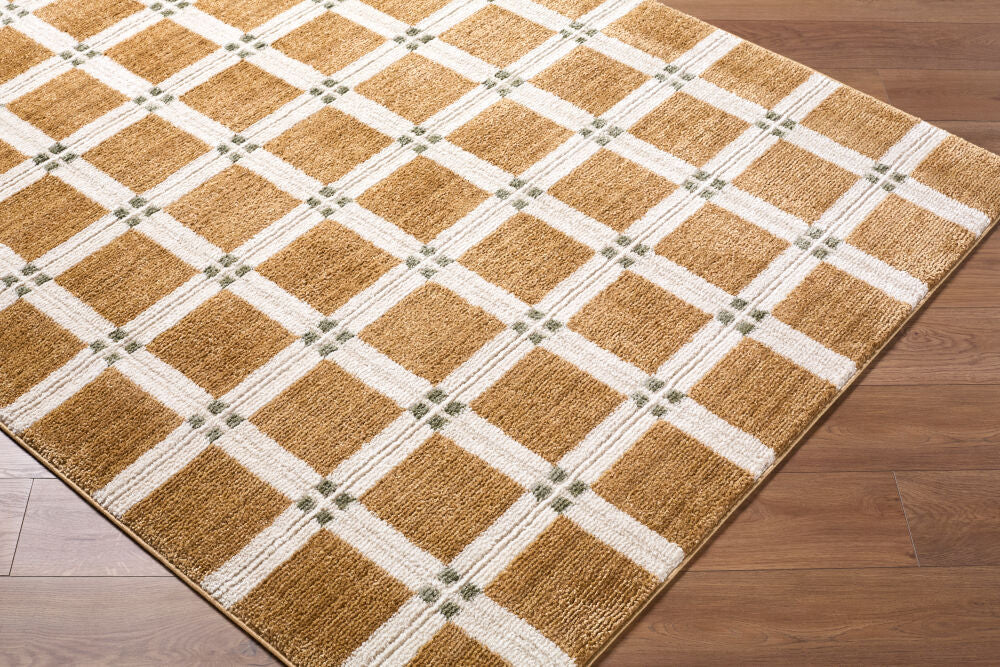 La Luna Light Brown/Olive Machine Woven Rug LUU-2307 - corner