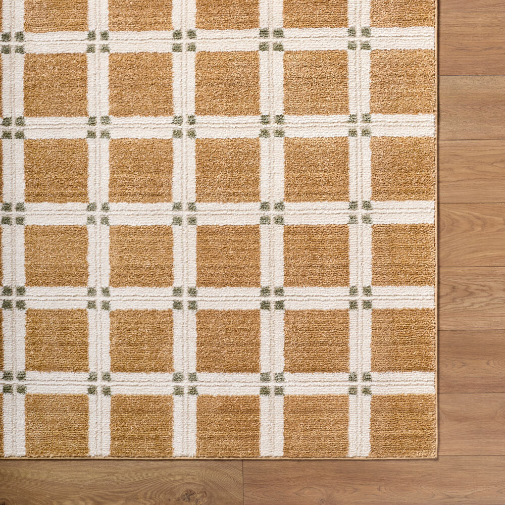 La Luna Light Brown/Olive Machine Woven Rug LUU-2307 - overhead