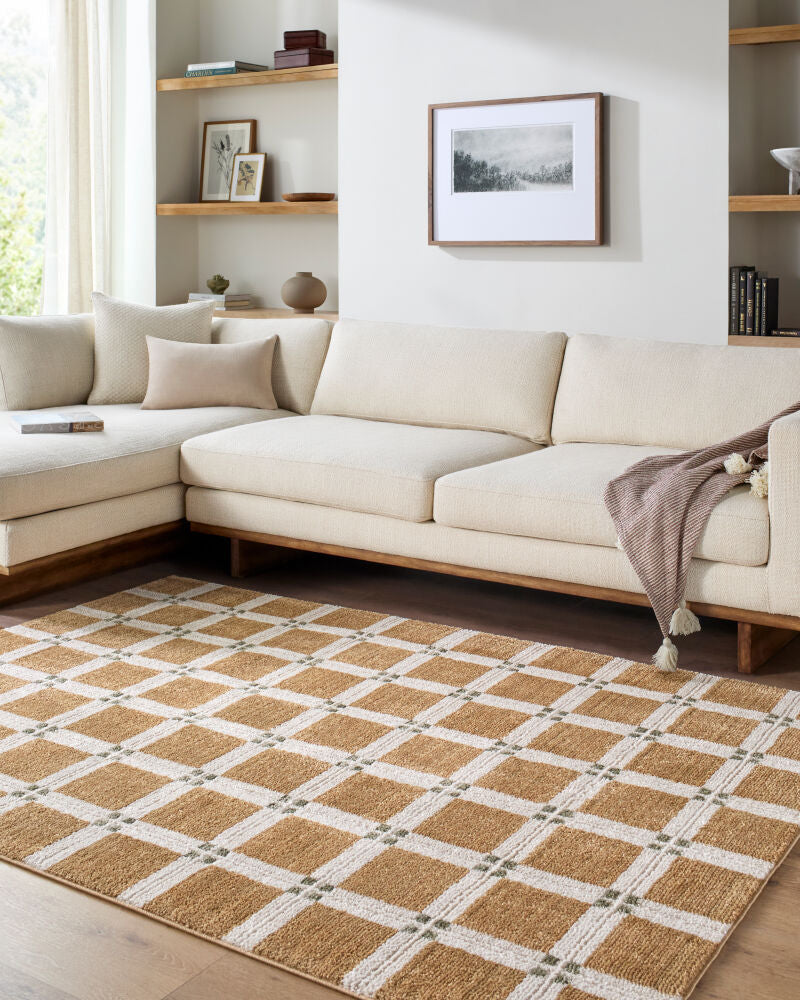 La Luna Light Brown/Olive Machine Woven Rug LUU-2307 - roomscene