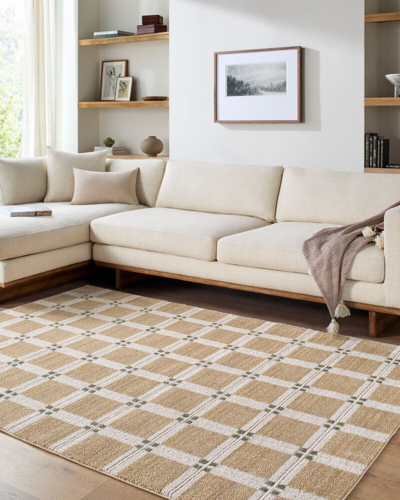 La Luna Light Gray/Tan Machine Woven Rug - roomscene