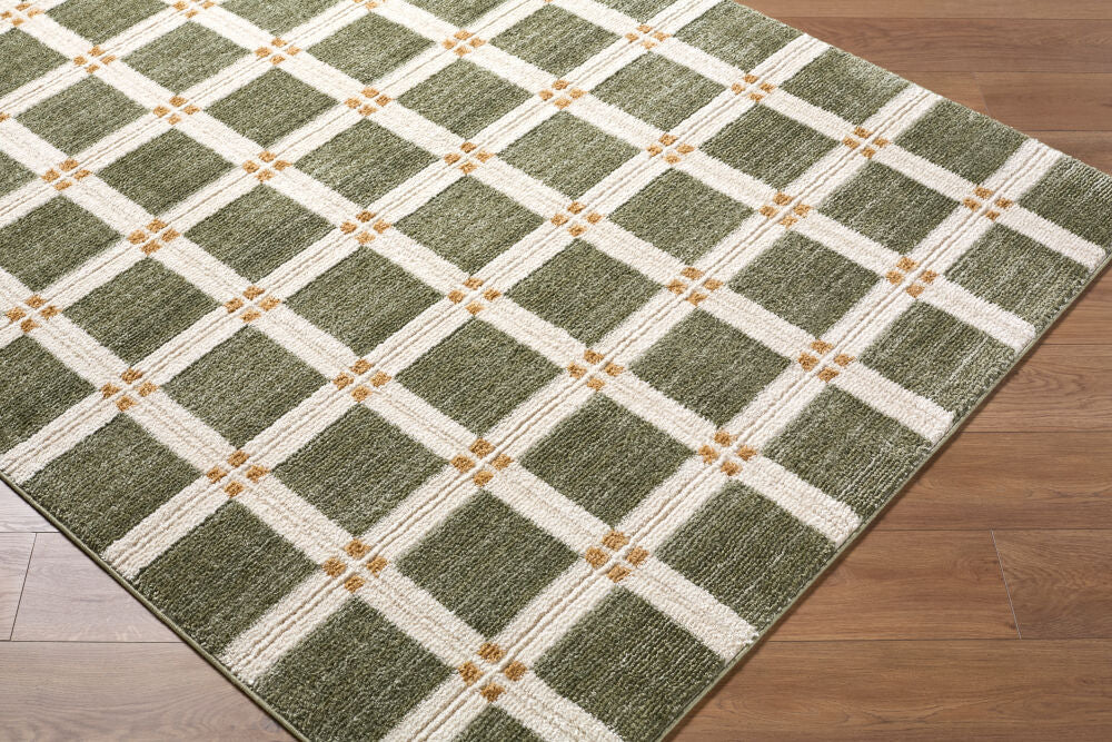 La Luna Light Brown/Olive Machine Woven Rug LUU-2309 - corner