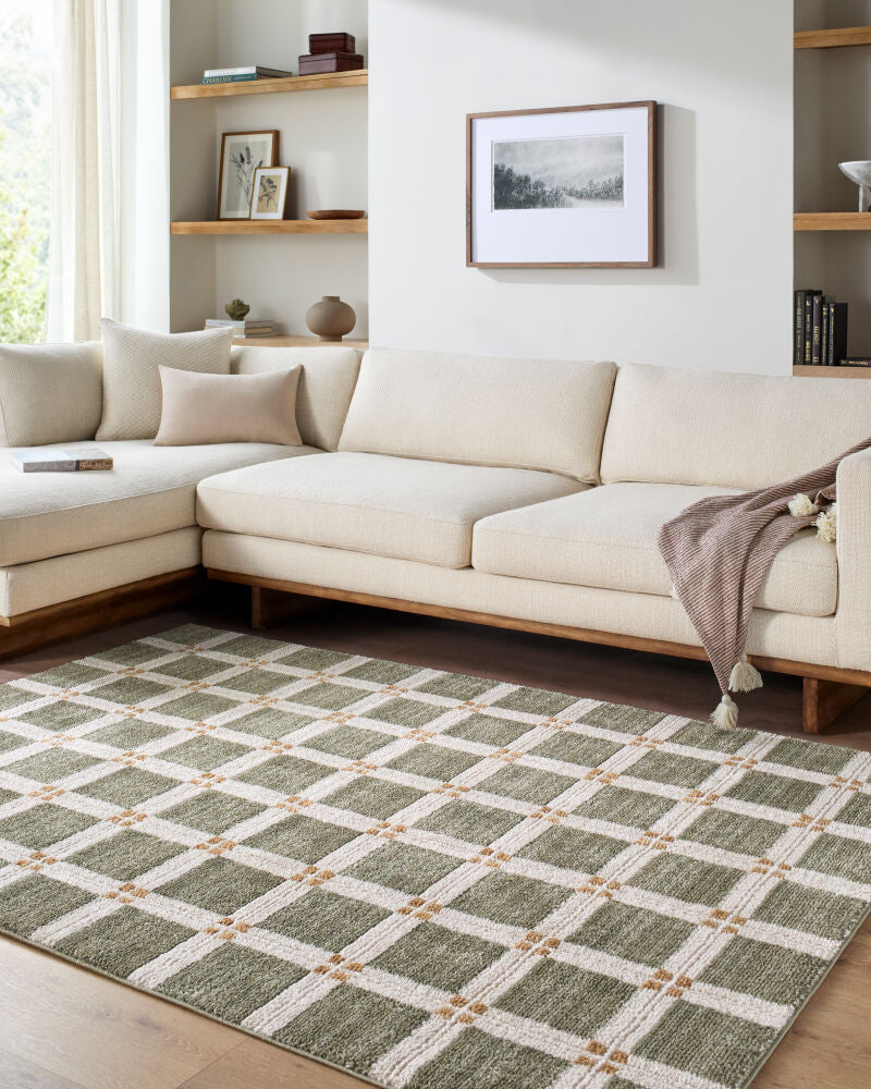 La Luna Light Brown/Olive Machine Woven Rug LUU-2309 - roomscene