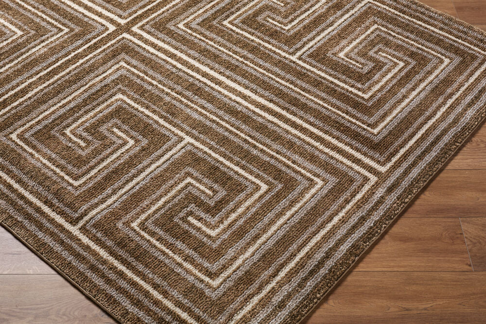 La Luna Dark Brown/Taupe Machine Woven Rug LUU-2311 - corner