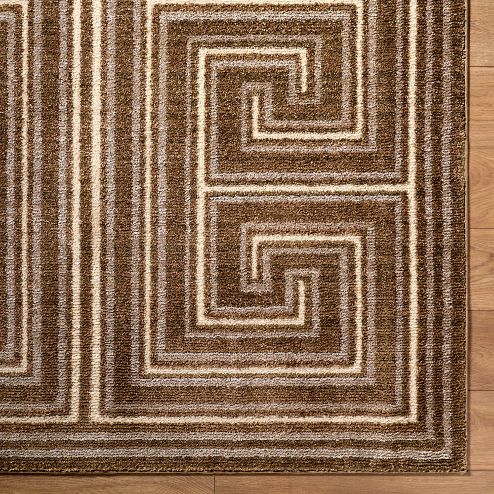 La Luna Dark Brown/Taupe Machine Woven Rug LUU-2311 - overhead