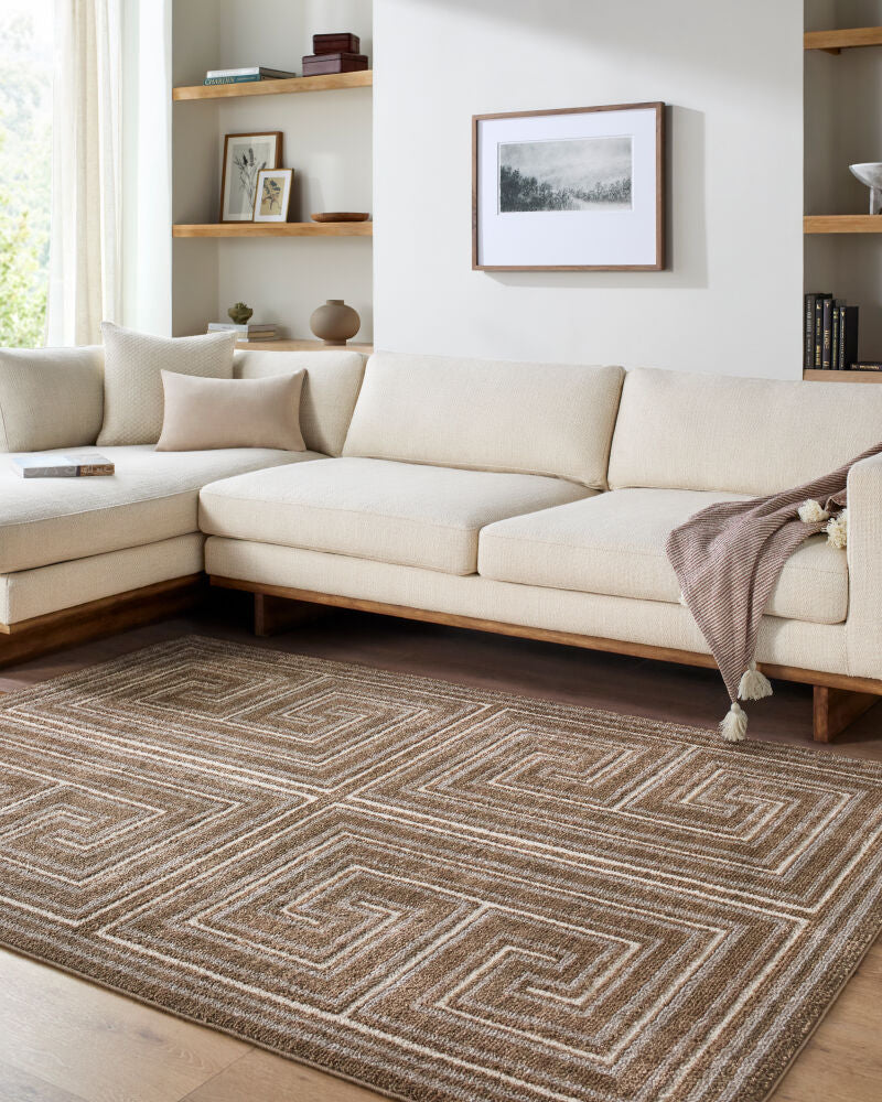 La Luna Dark Brown/Taupe Machine Woven Rug LUU-2311 - roomscene