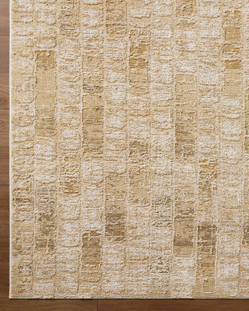 La Luna Light Gray/Taupe Machine Woven Rug - overhead