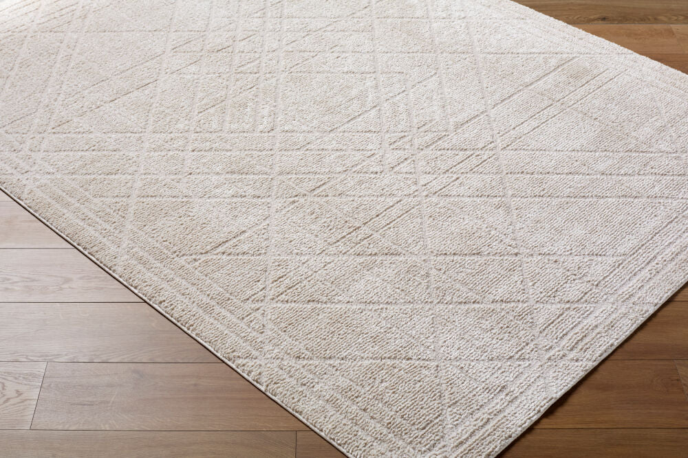 La Luna Off-White Machine Woven Rug - corner