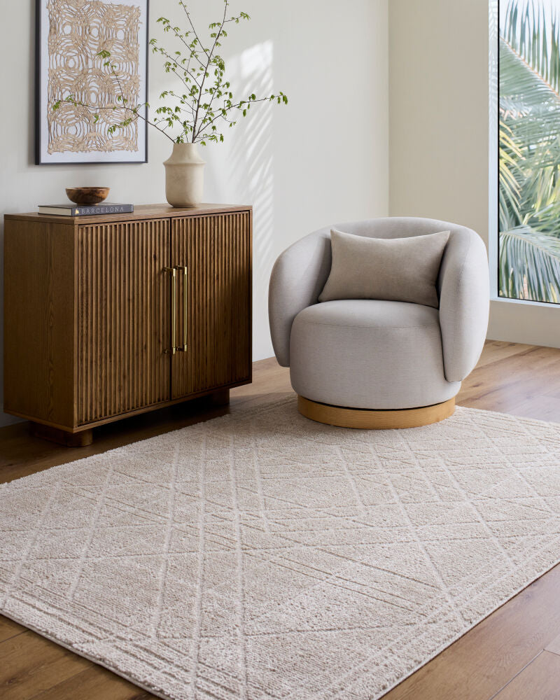 La Luna Off-White Machine Woven Rug - styleshot