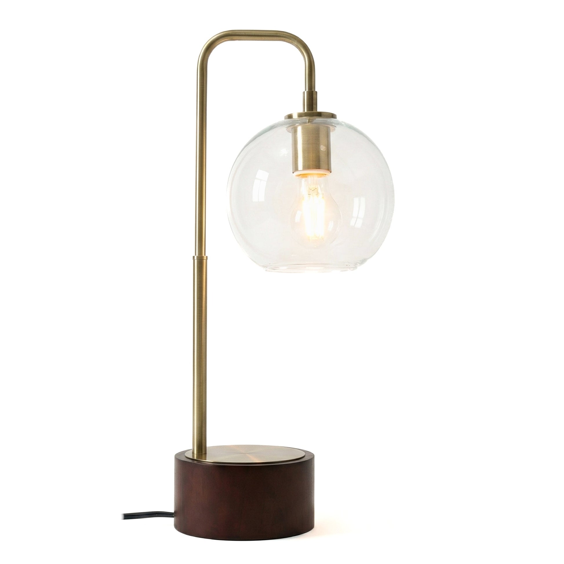 Luxeray Table Lamp | Brushed Gold Arch and Glass Globe