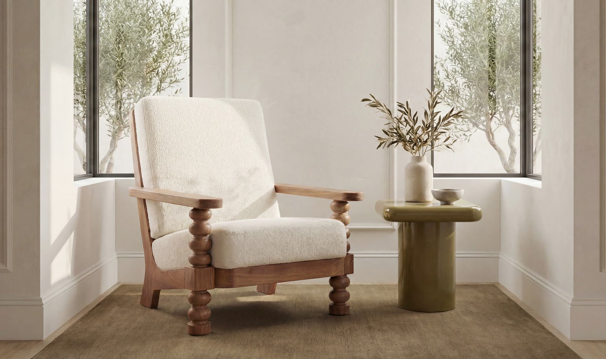 Ingrid Accent Chair Off White by Moe's Home Collection - view 4