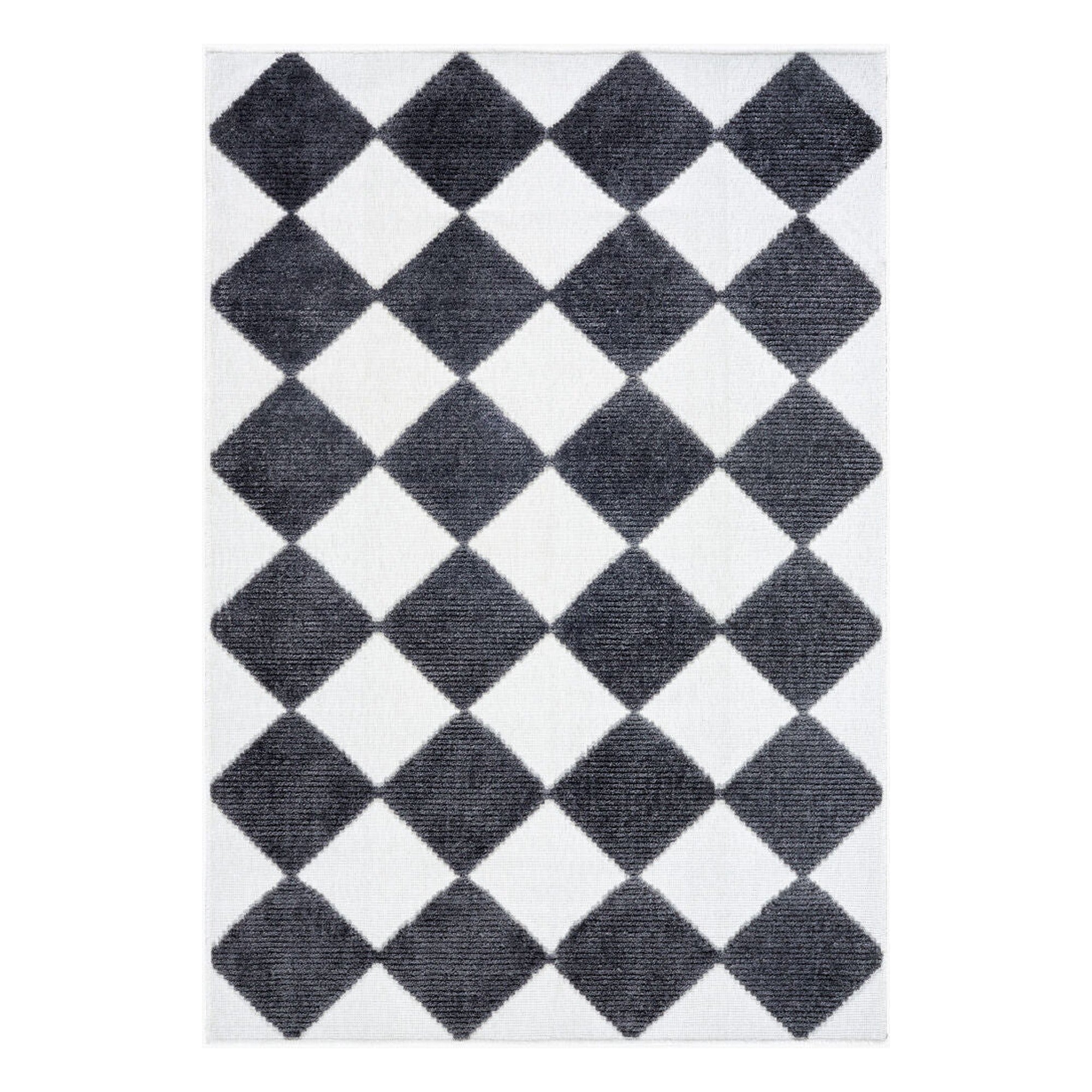 Lyna Charcoal/White Machine Woven Rug - 2' x 2'10"