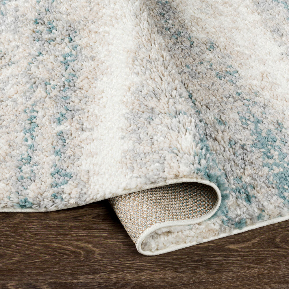 Lyra Shag Blue/Medium Gray Machine Woven Rug - fold