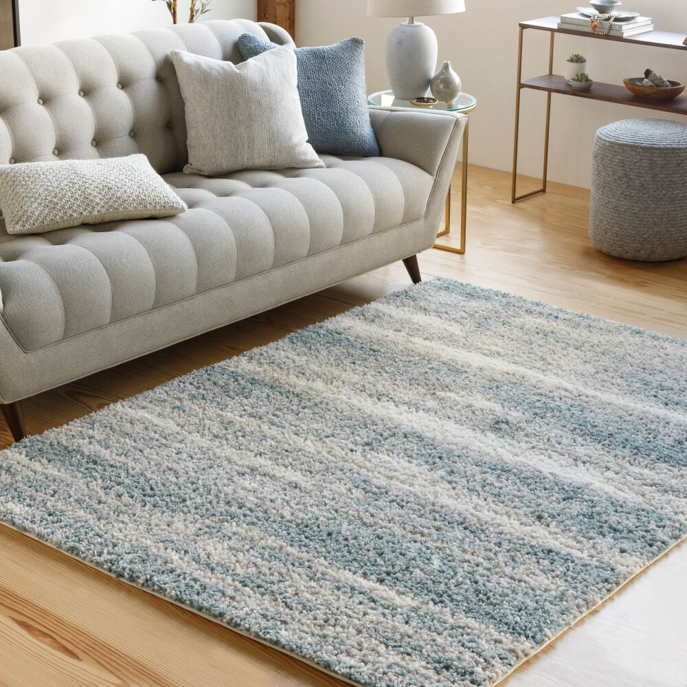 Lyra Shag Blue/Medium Gray Machine Woven Rug - roomscene