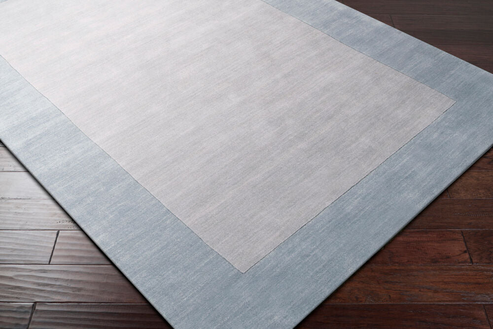 Mystique Ice Blue/Medium Gray Handmade Rug - corner