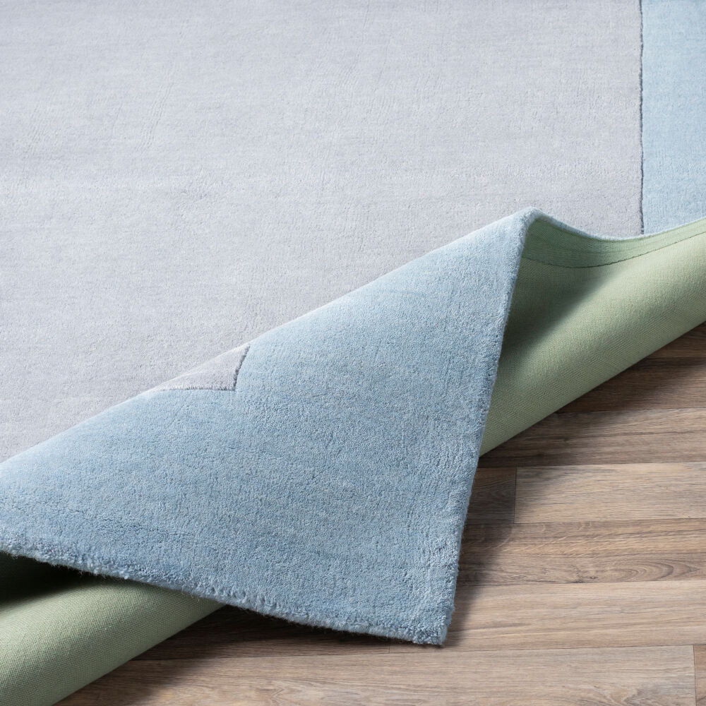 Mystique Ice Blue/Medium Gray Handmade Rug - fold