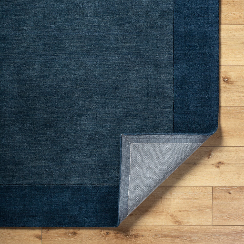 Mystique Ink Blue Handmade Rug - fold