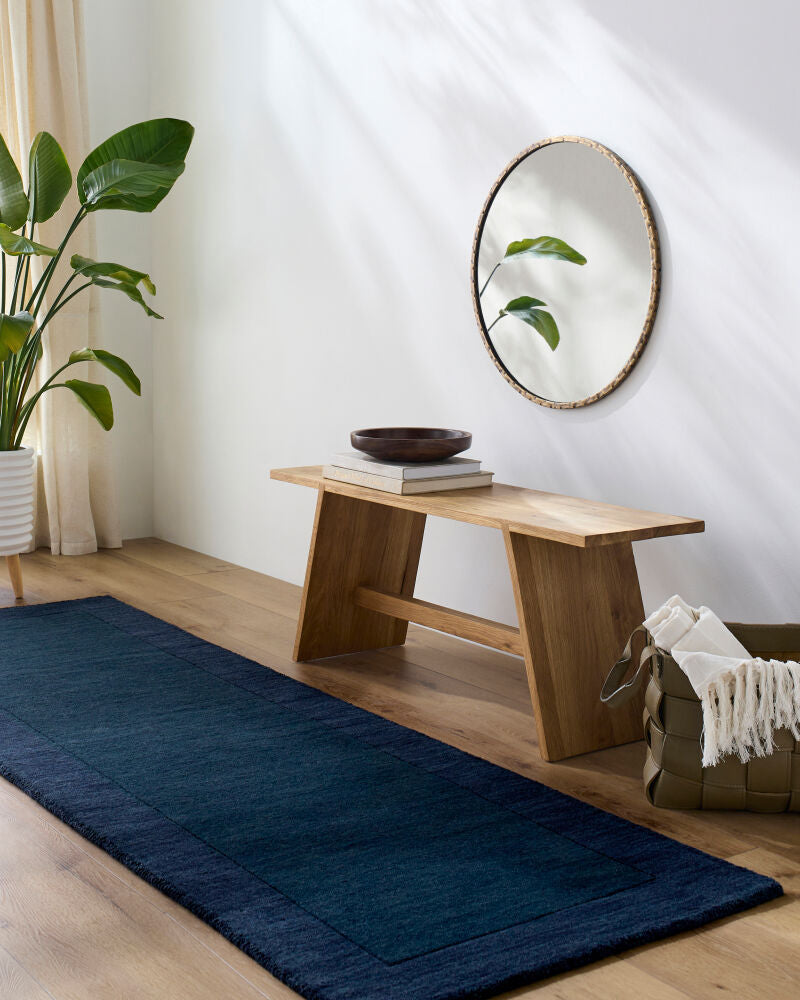 Mystique Ink Blue Handmade Rug - roomscene