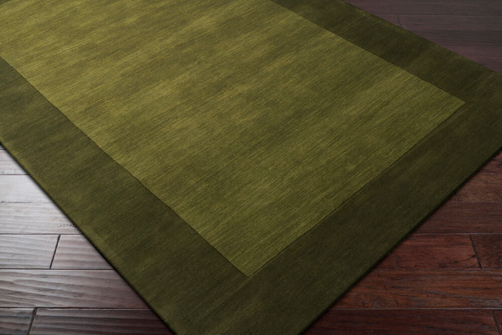 Mystique Dark Green/Olive Handmade Rug - corner