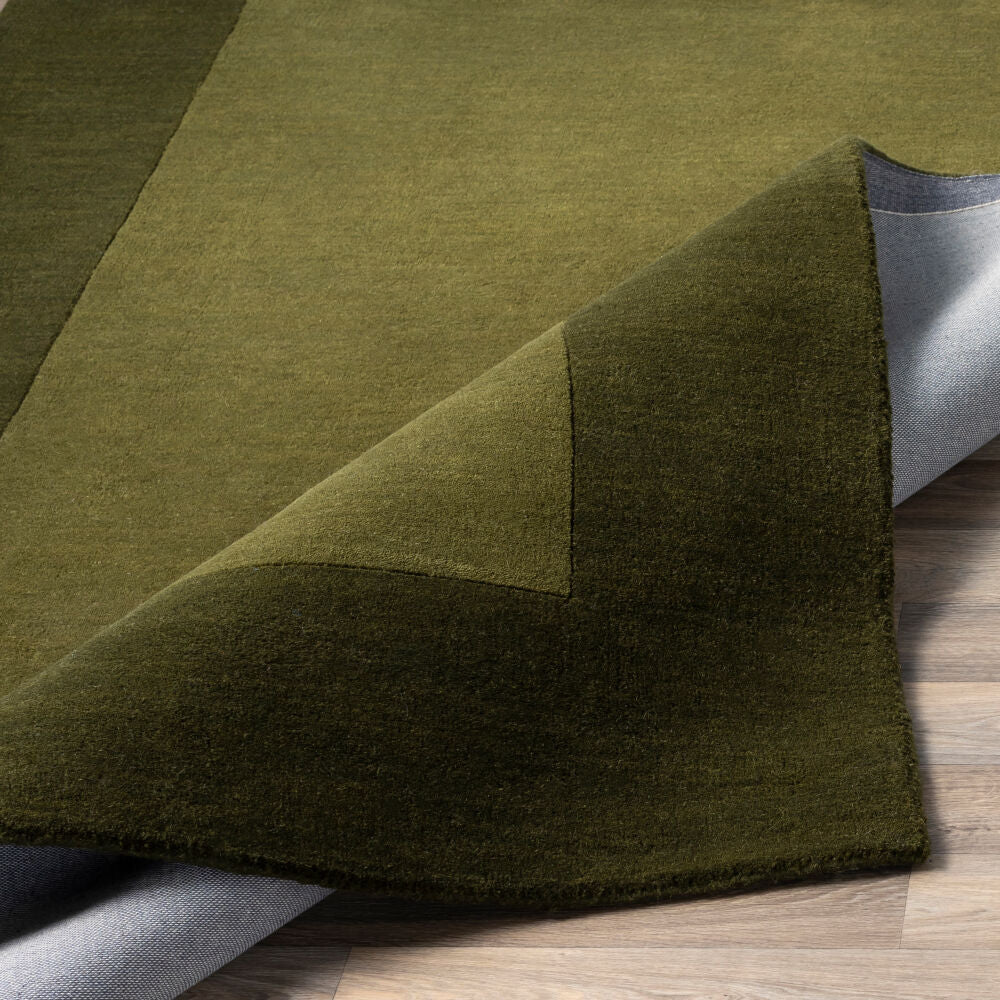 Mystique Dark Green/Olive Handmade Rug - fold