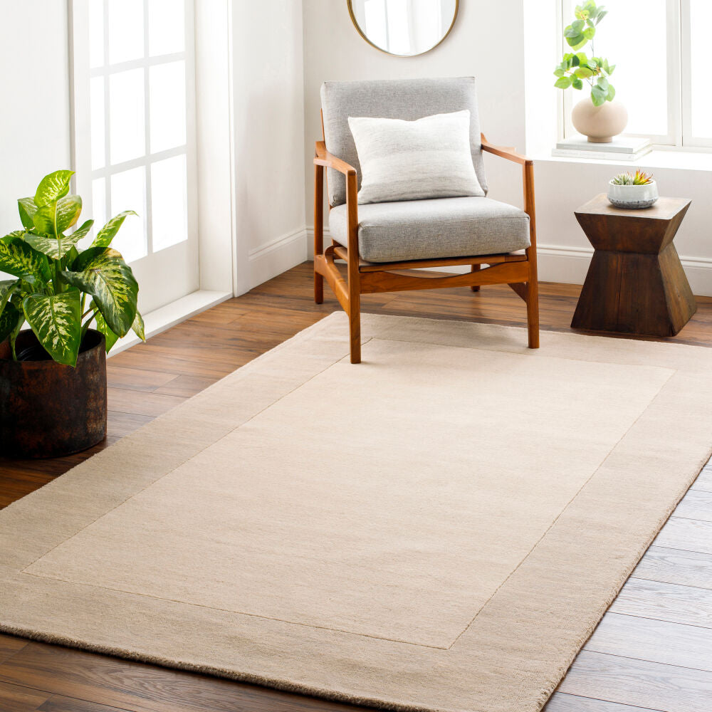 Mystique Beige/Cream Handmade Rug - roomscene