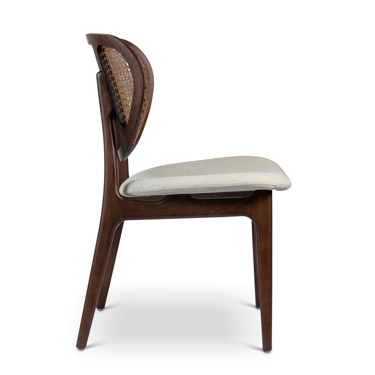 Modern Brazilian - Joelma - Cane Side Chair - Medley Ivory Seat - Nogal Frame - Nogal Cane Webbing
