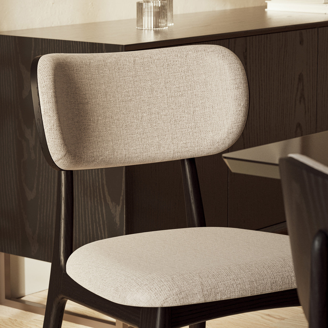 Modern Brazilian - Claudia Side Chair - Harvest Jute Upholstery - Ebano Frame