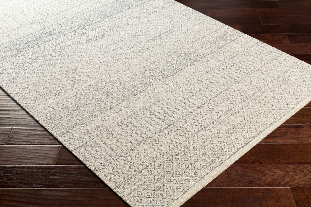 Maroc Black/Oatmeal Handmade Rug - corner