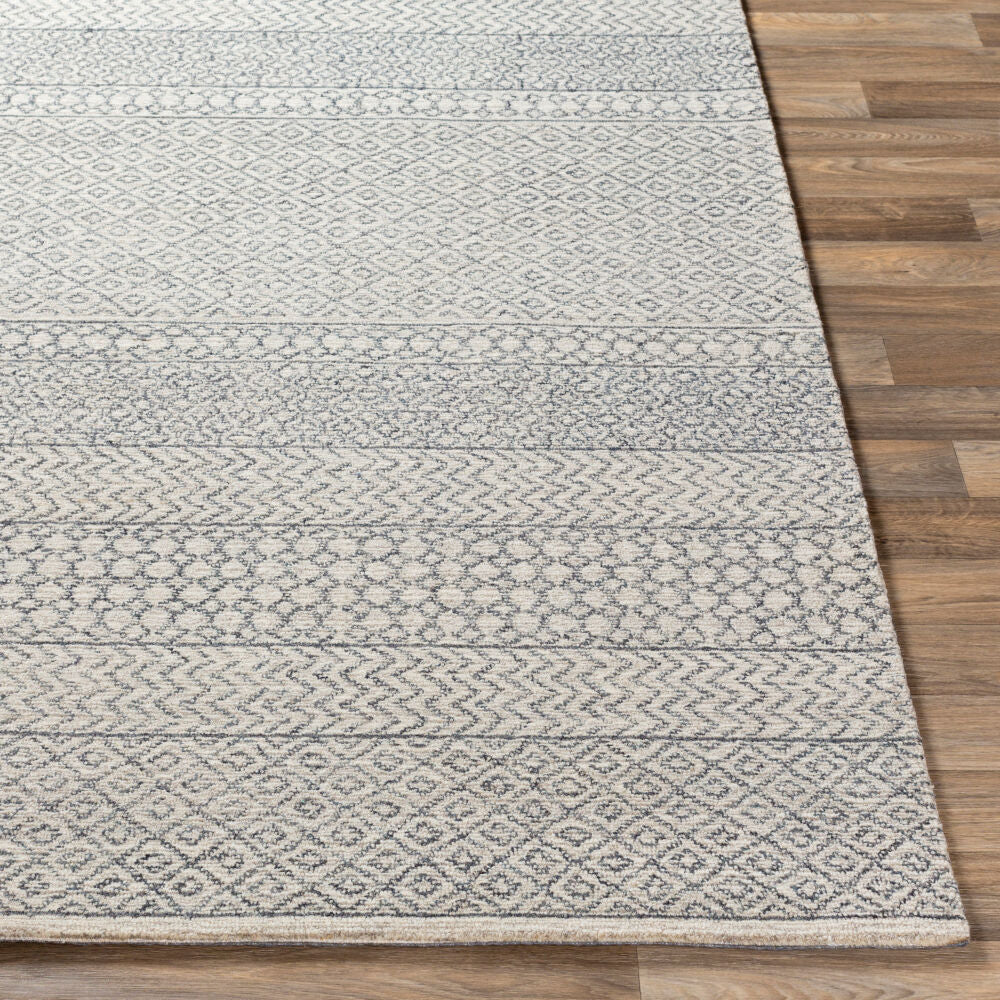 Maroc Black/Oatmeal Handmade Rug - front