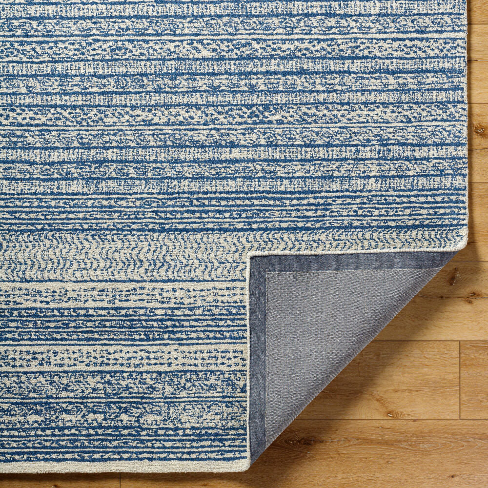 Maroc Dark Blue/Oatmeal Handmade Rug - fold