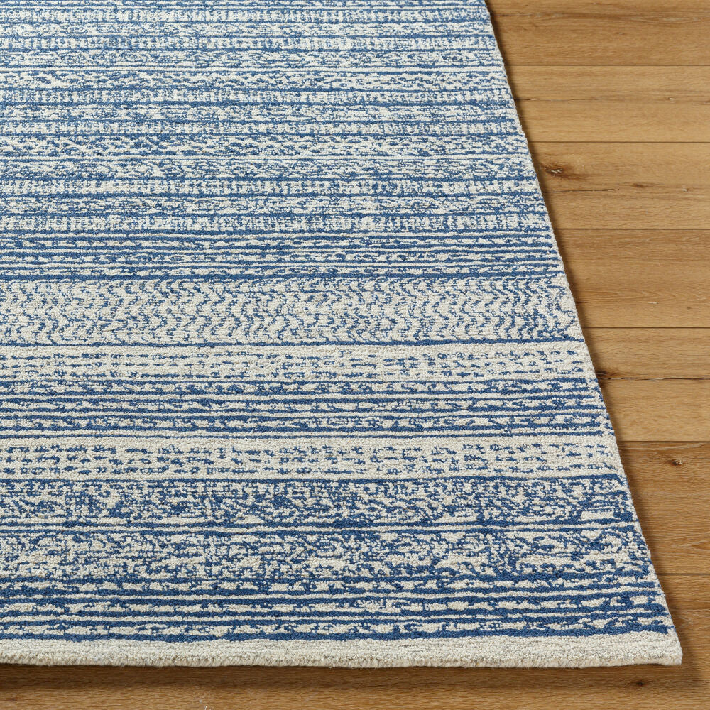 Maroc Dark Blue/Oatmeal Handmade Rug - front