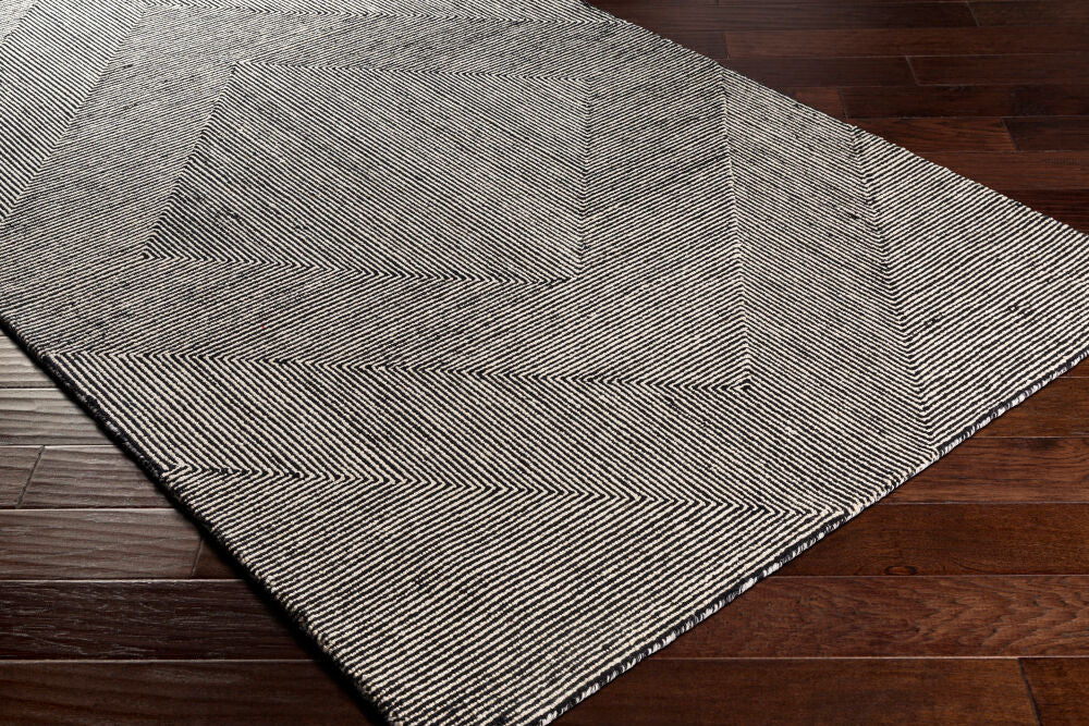 Maroc Black/Cream Handmade Rug MAR-2321 - corner