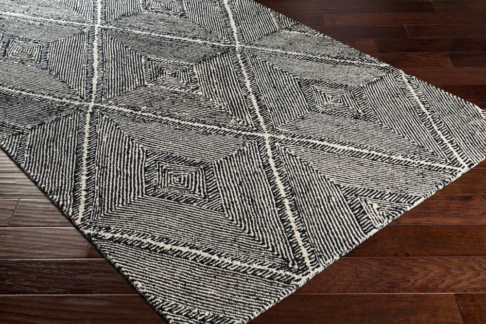 Maroc Black/Cream Handmade Rug MAR-2322 - corner