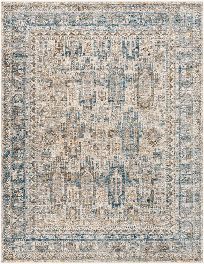 Mirabel Cream/Pale Blue Machine Woven Rug MBE-2302 - 2'7" x 10'