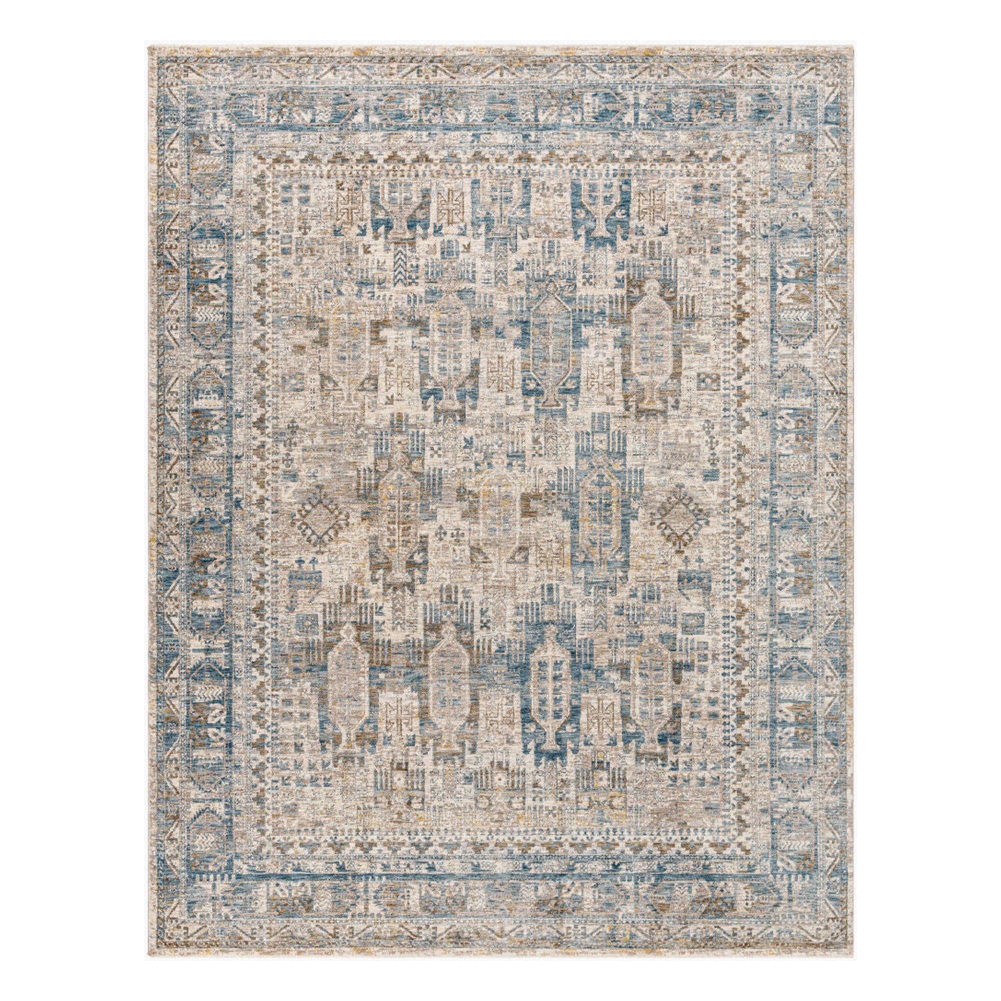 Mirabel Cream/Pale Blue Machine Woven Rug MBE-2302 - 2'7" x 10'