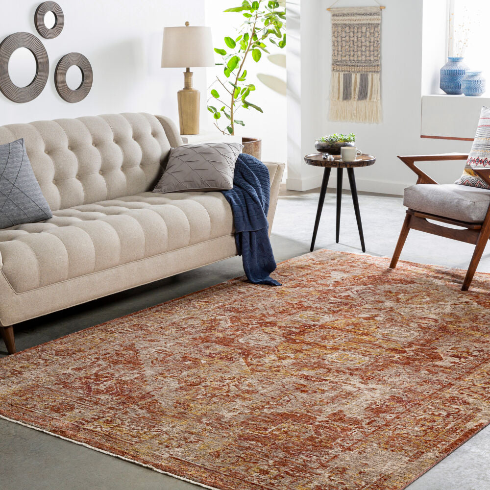 Mirabel Cream/Rust Machine Woven Rug MBE-2304 - roomscene