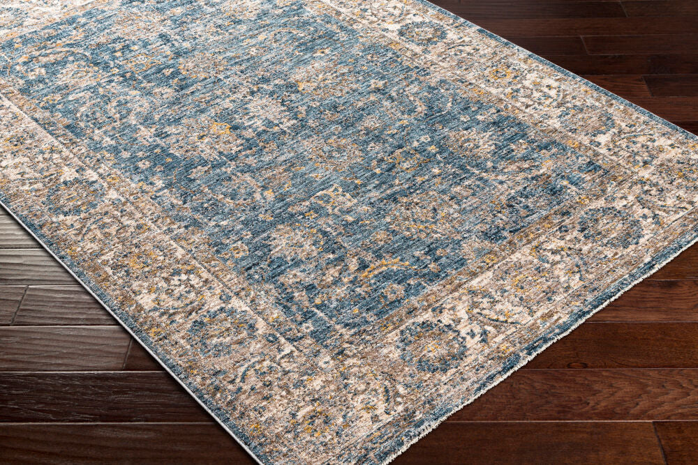 Mirabel Charcoal/Teal Machine Woven Rug MBE-2305 - corner