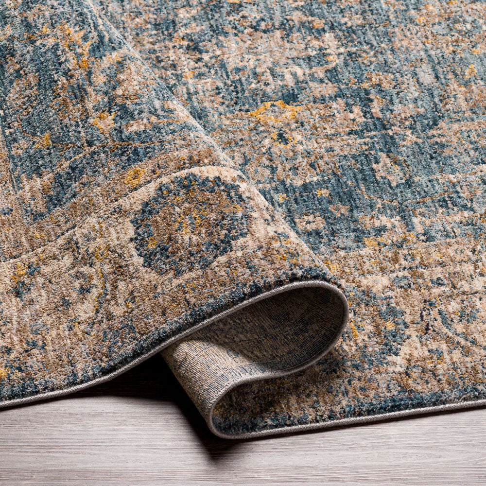 Mirabel Charcoal/Teal Machine Woven Rug MBE-2305 - fold