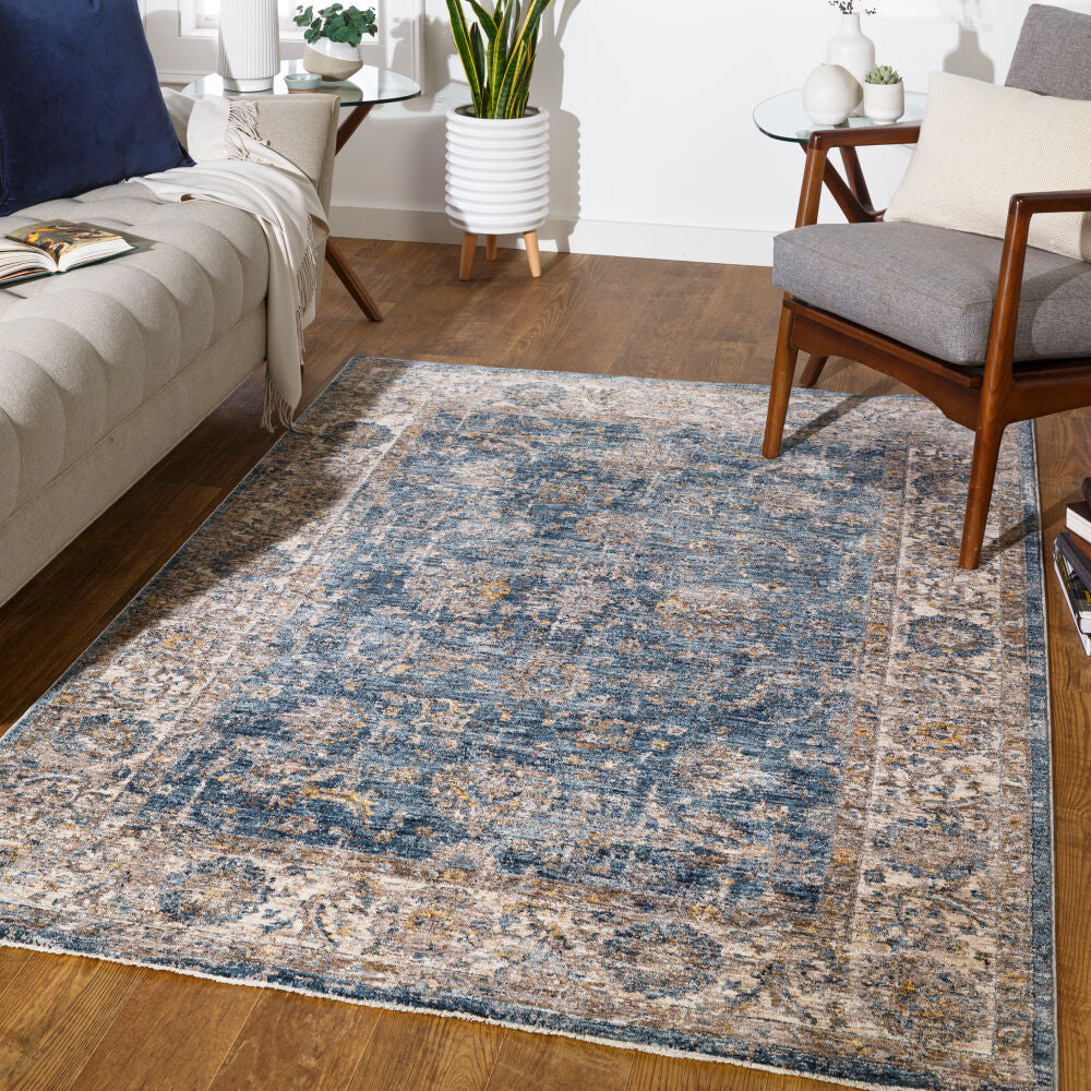 Mirabel Charcoal/Teal Machine Woven Rug MBE-2305 - roomscene