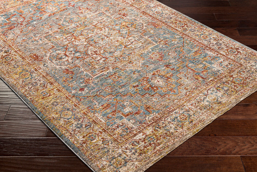 Mirabel Charcoal/Teal Machine Woven Rug MBE-2310 - corner