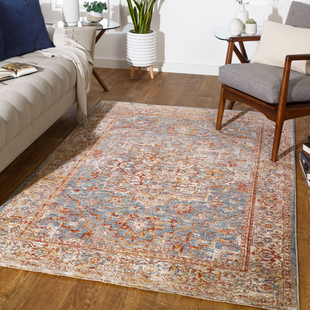 Mirabel Charcoal/Teal Machine Woven Rug MBE-2310 - roomscene