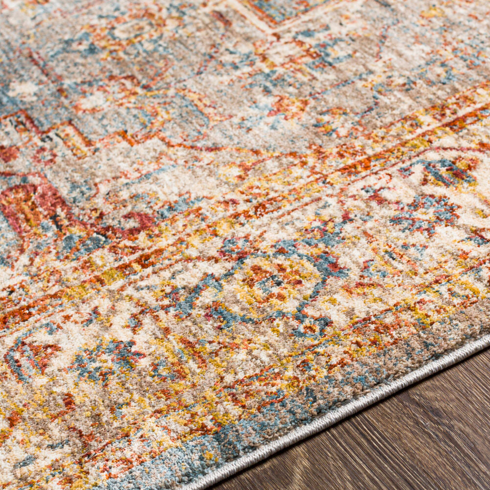 Mirabel Charcoal/Teal Machine Woven Rug MBE-2310 - texture