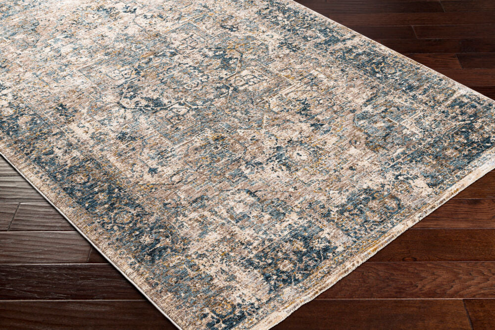 Mirabel Charcoal/Teal Machine Woven Rug MBE-2312 - corner