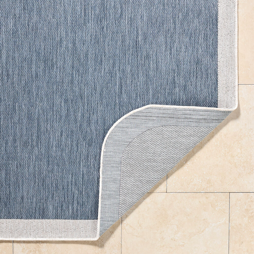 Miami Beach Blue/Cream Machine Woven Rug MBH-2300 - fold