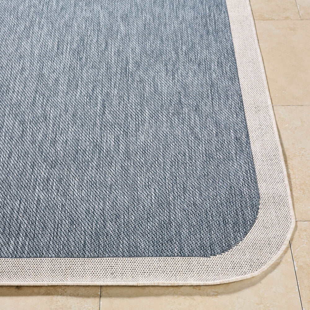 Miami Beach Blue/Cream Machine Woven Rug MBH-2300 - front